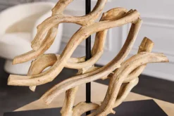 Design Tischlampe WAVE 60cm natur Massivholz handmade weiß Baumwollschirm