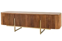 Design TV Board GATSBY 160cm braun mattgold Mangoholz Retro