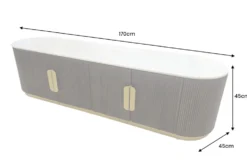 Design TV-Board GATSBY 170cm braun gold Mangoholz weiße Marmorplatte Lowboard