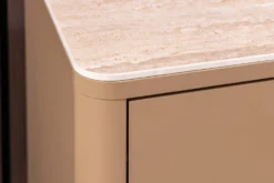 Design TV Board SAVOY 150cm grau beige greige Travertin Keramik mit Schublade 3D-Front
