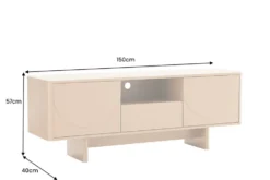 Design TV Board SAVOY 150cm grau beige greige Travertin Keramik mit Schublade 3D-Front