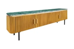 Design TV-Board VENEZIANO 160cm messing grün Marmorplatte Mangoholz Retro