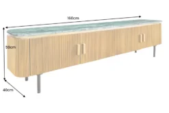 Design TV-Board VENEZIANO 160cm messing grün Marmorplatte Mangoholz Retro