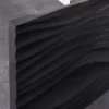 Design TV-Board WAVE 160cm schwarz Mangoholz mit 3D Schnitzereien hängend