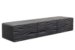 Design TV-Board WAVE 160cm schwarz Mangoholz mit 3D Schnitzereien hängend