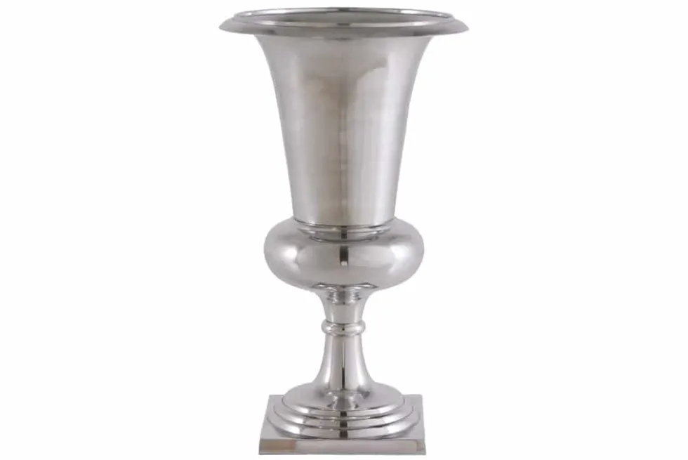 Design Vase GOAL 75cm silber Pflanzen Pokal Aluminium