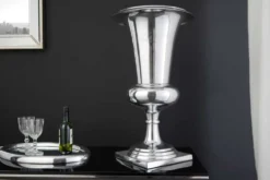 Design Vase GOAL 75cm silber Pflanzen Pokal Aluminium