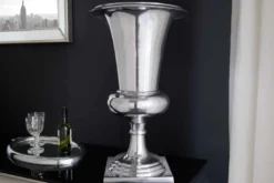 Design Vase GOAL 75cm silber Pflanzen Pokal Aluminium