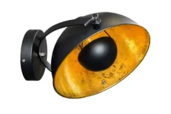 Design Wandleuchte STUDIO 38cm schwarz Blattgold-Optik neigbarer Schirm