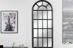 Design Wandspiegel CASTILLO 140cm schwarz Landhausstil Fenster