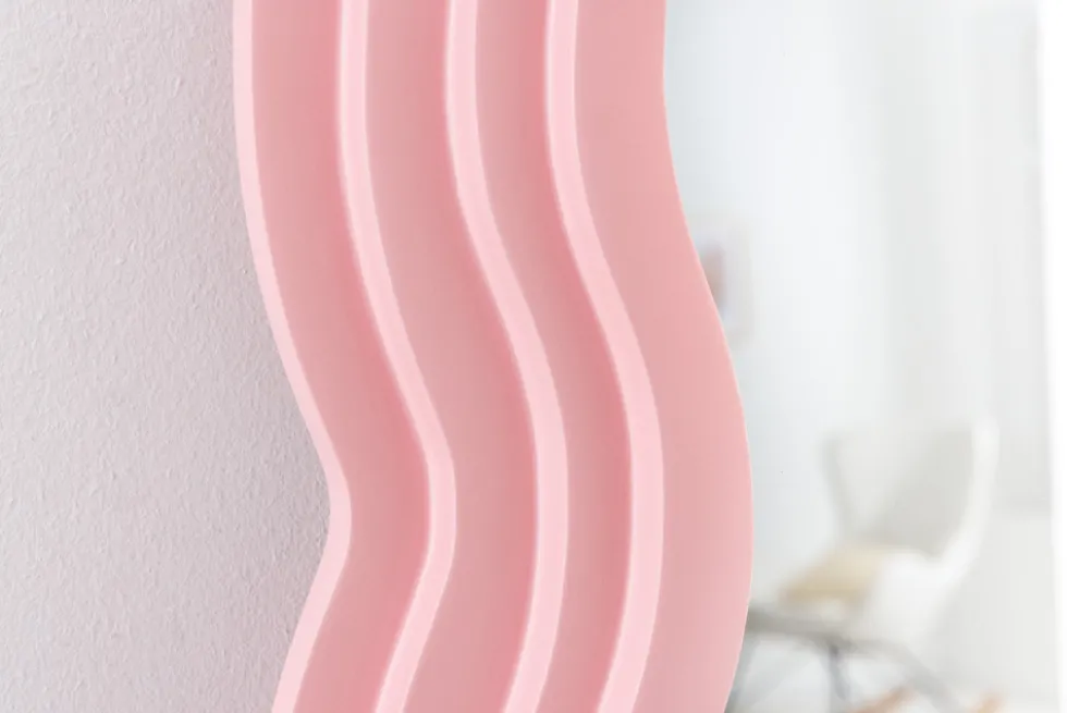 Design Wandspiegel WAVE 160cm rosa