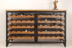 Design Weinboard BODEGA 130cm natur schwarz Tannenholz Metall Flaschenregal