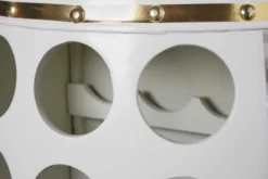Design Weinfass BODEGA WHITE 70cm weiß gold Pinie Flaschen Gläseraufhängung