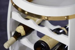 Design Weinfass BODEGA WHITE 65cm weiß gold Pinie Flaschenregal 14 Flaschen