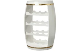 Design Weinfass BODEGA WHITE 65cm weiß gold Pinie Flaschenregal 14 Flaschen