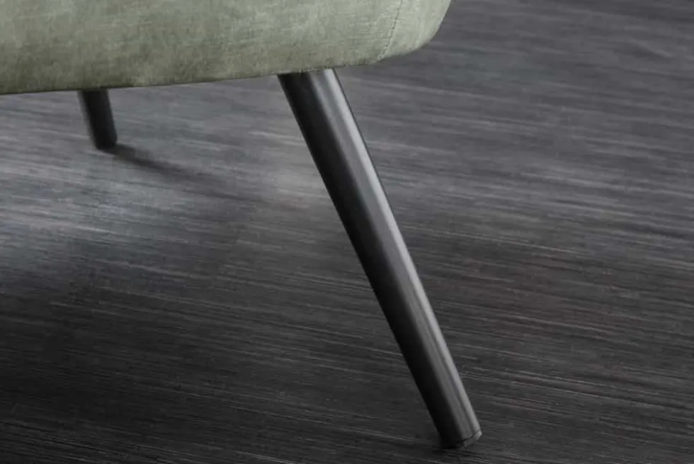 Design XL Sessel AMSTERDAM grün Samt schwarze Metallbeine Retro Stil