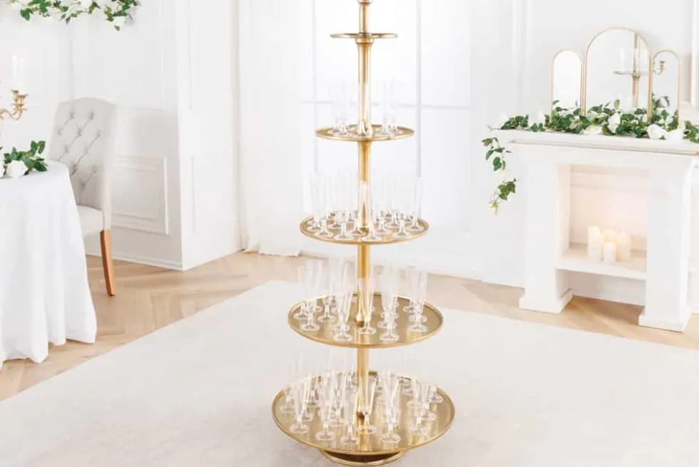 Design XXL Etagere ABSTRACT 150cm gold Metall mit fünf Etagen handmade