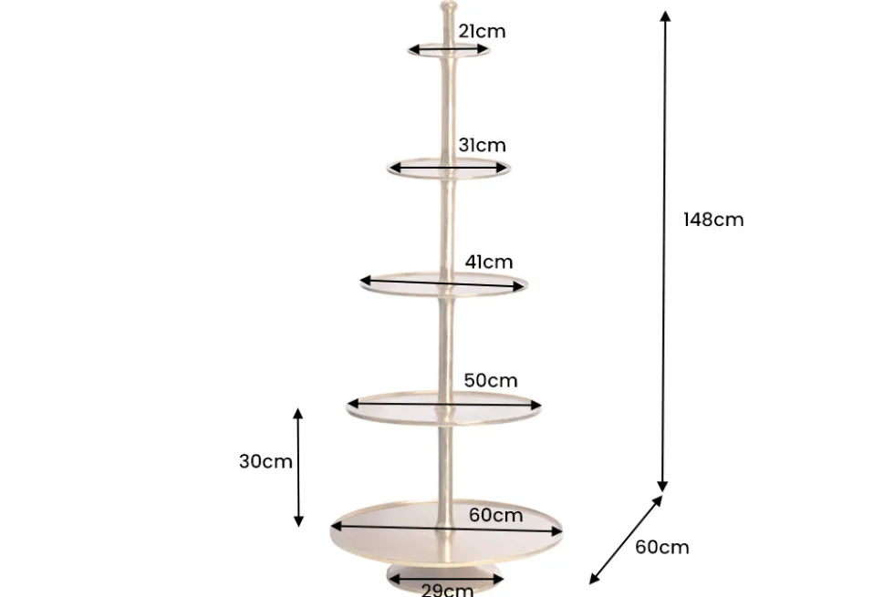 Design XXL Etagere ABSTRACT 150cm gold Metall mit fünf Etagen handmade