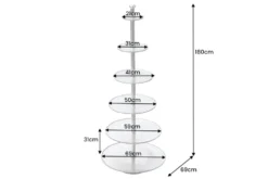 Design XXL Etagere ABSTRACT 180cm silber Metall mit sechs Etagen handmade