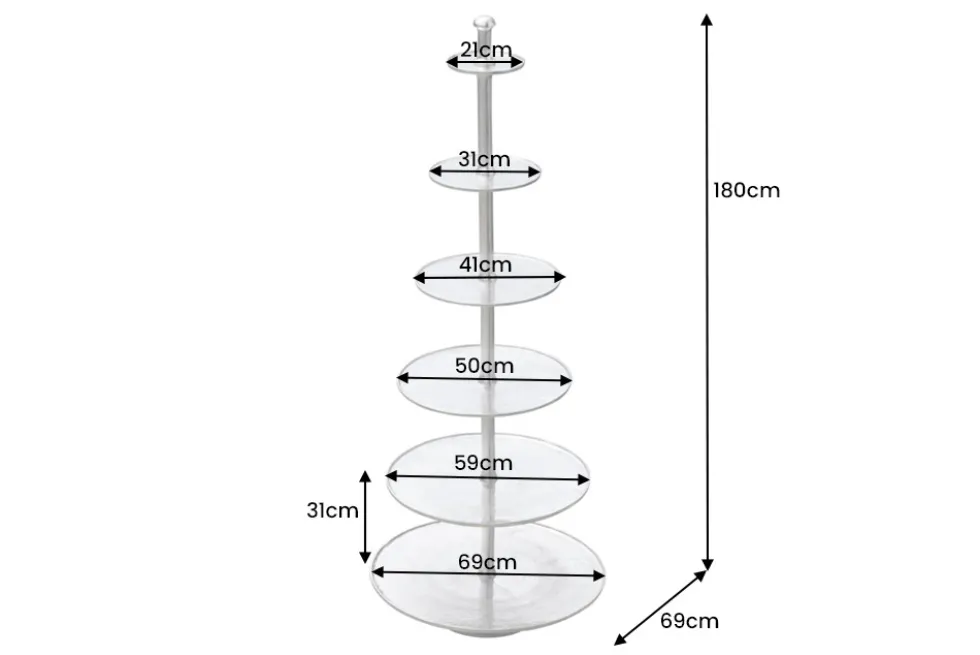 Design XXL Etagere ABSTRACT 180cm silber Metall mit sechs Etagen handmade