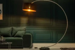 Dimmbare Bogenlampe PYTHON 190cm schwarz gold Retro Bogenleuchte