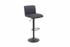 Drehbarer Barhocker PORTLAND vintage grau Microfaser Barstuhl mit Lehne höhenverstellbar