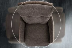 Drehbarer Design Barhocker BIG GEORGE taupe Samt Taschenfederkern mit Armlehnen Metall