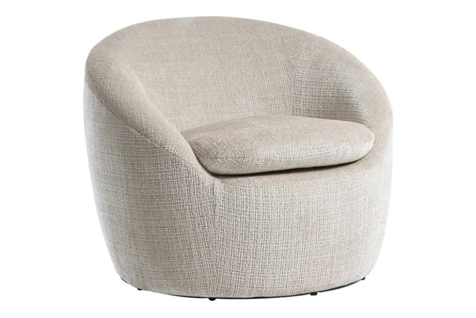 Drehbarer Design Sessel ALPINE beige Chenille Cremona 360° mit Armlehnen