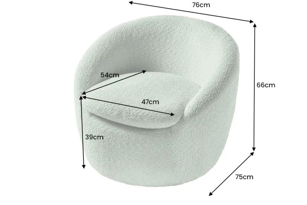 Drehbarer Design Sessel ALPINE salbei Bouclé 360° mit Armlehnen