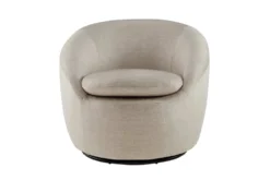Drehbarer Design Sessel ALPINE beige Samt 360° mit Armlehnen