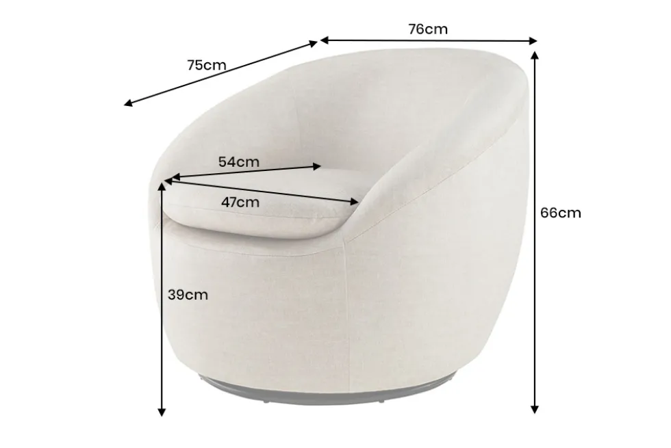 Drehbarer Design Sessel ALPINE beige Samt 360° mit Armlehnen