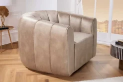 Drehbarer Design Sessel BABYLON champagner Samt Lounge Cocktailsessel