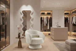 Drehbarer Design Sessel BOSSA NOVA beige Chenille