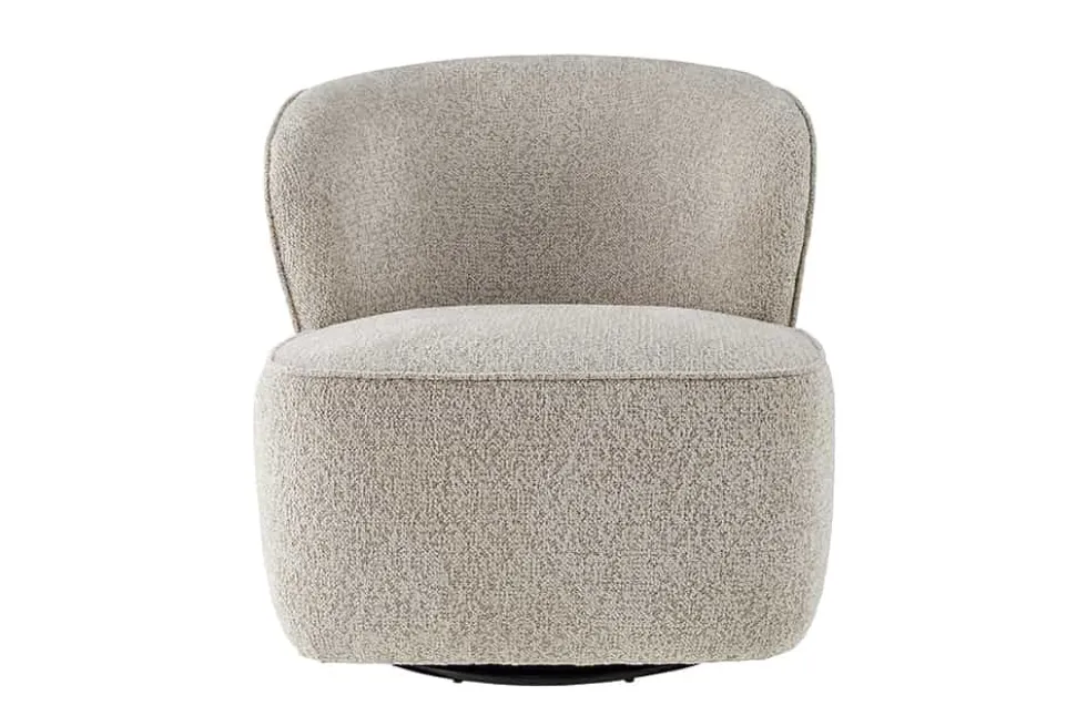 Drehbarer Design Sessel GATSBY taupe Bouclé Tweed Soft 360°