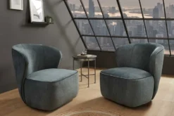 Drehbarer Design Sessel GATSBY petrol Samt 360°
