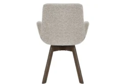 Drehbarer Design Stuhl BALTIC taupe Bouclé Tweed Soft Eiche Massivholz Walnuss
