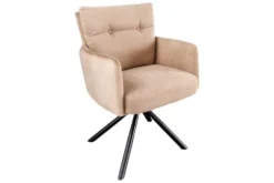 Drehbarer Design Stuhl BIG GEORGE champagner beige Samt Taschenfederkern Strukturstoff