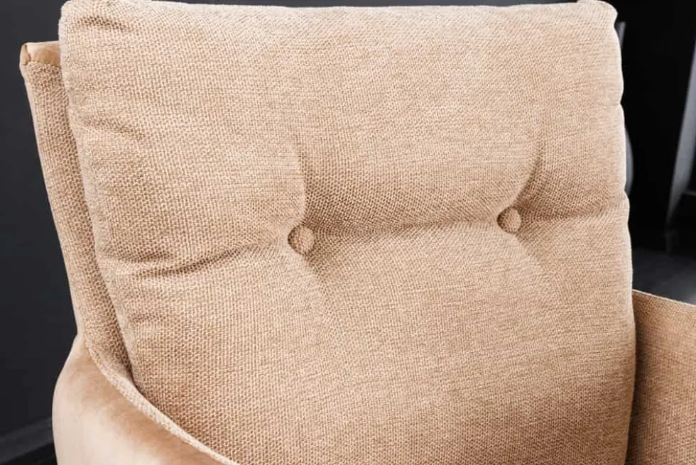 Drehbarer Design Stuhl BIG GEORGE champagner beige Samt Taschenfederkern Strukturstoff