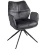 Drehbarer Design Stuhl CONCORD dunkelgrau Samt Taschenfederkern Metallgestell schwarz