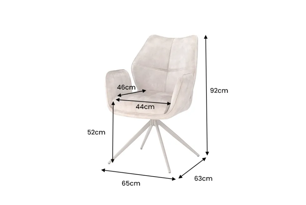 Drehbarer Design Stuhl CONCORD champagner greige Samt Taschenfederkern Metallgestell greige