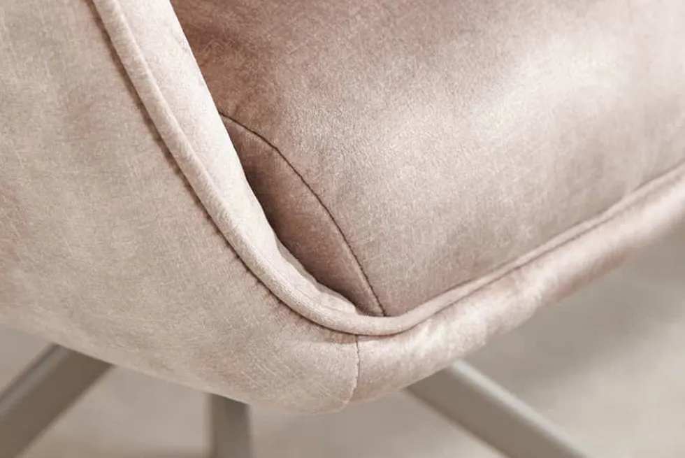 Drehbarer Design Stuhl CONCORD champagner greige Samt Taschenfederkern Metallgestell greige