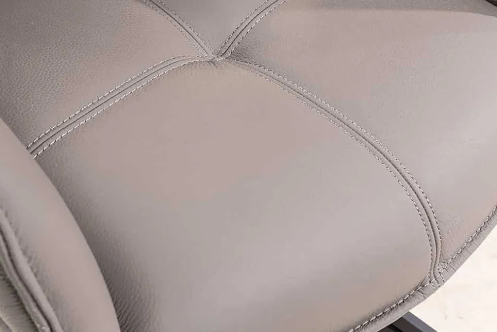 Drehbarer Design Stuhl EUPHORIA taupe Echtleder schwarz Metallgestell mit Armlehne