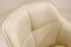 Drehbarer Design Stuhl EUPHORIA beige Echtleder schwarz Metallgestell mit Armlehne