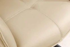 Drehbarer Design Stuhl EUPHORIA beige Echtleder schwarz Metallgestell mit Armlehne