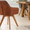 Drehbarer Design Stuhl LIVORNO vintage braun Buchenholz Beine mit Armlehnen