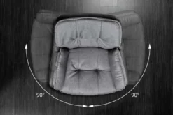 Drehbarer Design Stuhl MR. LOUNGER anthrazit grau Microfaser Flachgewebe mit Armlehne