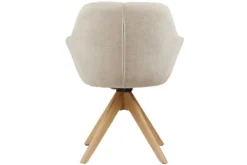 Drehbarer Design Stuhl PAPILLON beige Samt Eiche Massivholz mit Armlehnen