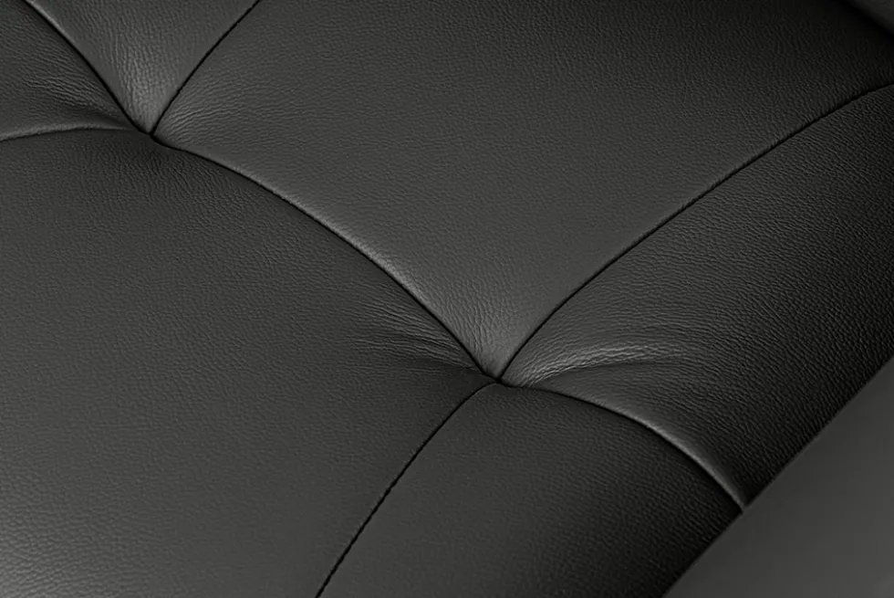 Drehbarer Design Stuhl SIGNATURE schwarz Echtleder 360° Taschenfederkern Metall