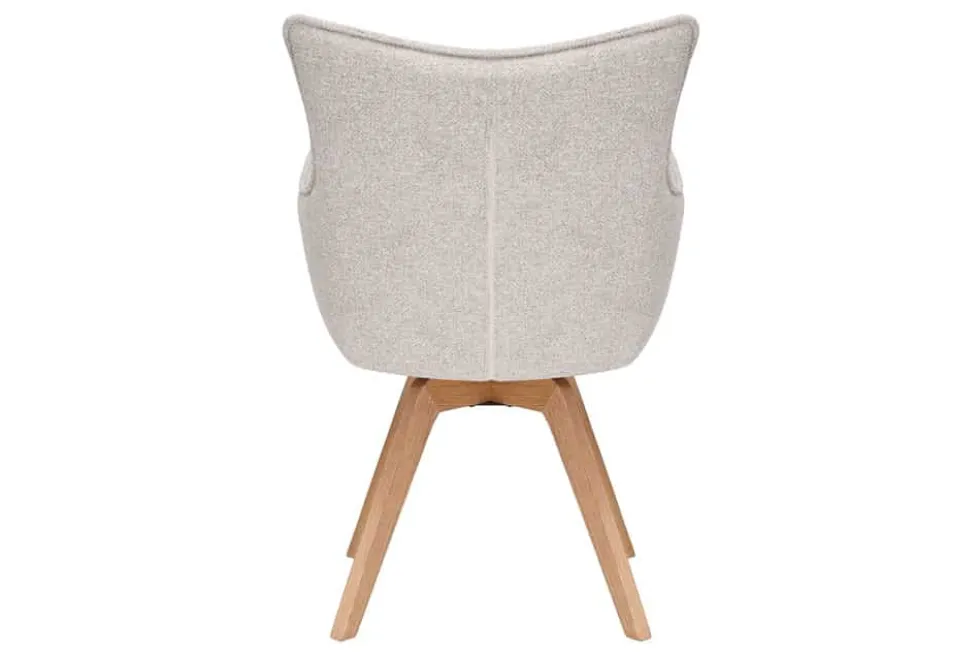 Drehbarer Design Stuhl VOGUE beige natur Strukturstoff Eichenholz 360° mit Armlehne