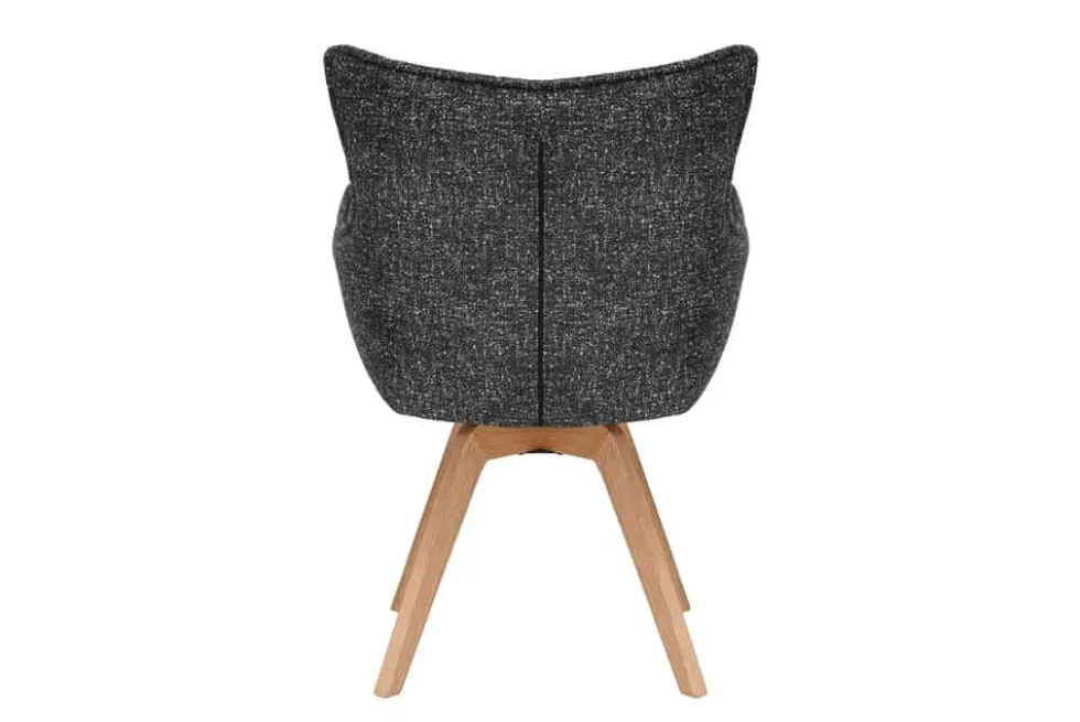 Drehbarer Design Stuhl VOGUE anthrazit natur Strukturstoff Eichenholz 360° mit Armlehne